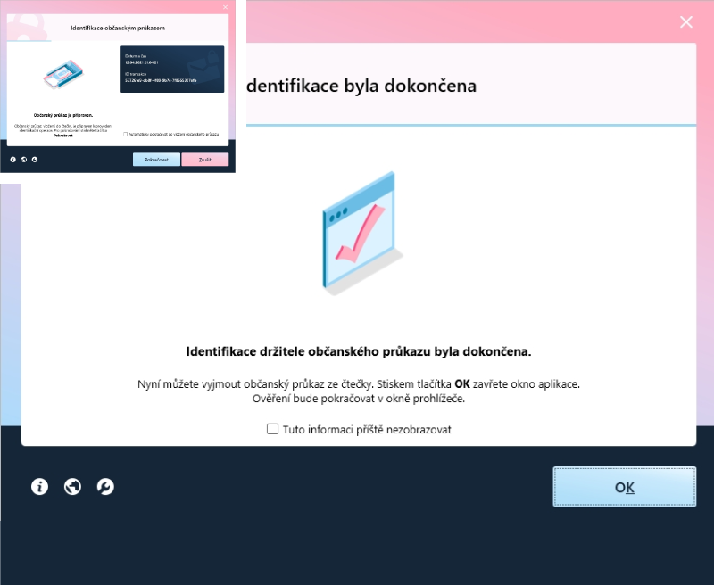 Obr�zek popisuj�c� jak se identifikovat a dokon�en� identifikace.